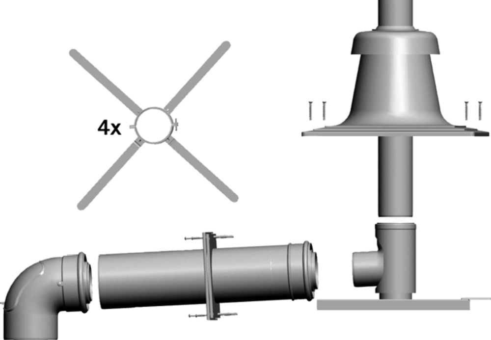 Wolf Anschluss-Set DN60/100 - C93x DN80 im Schacht, Abdeckung edst., 2651854