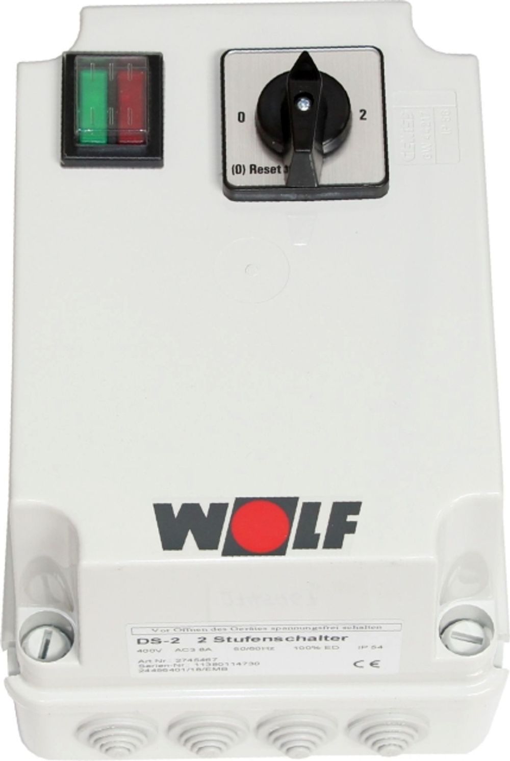 Wolf 2-Stufenschalter DS-2 Motorvollschutzschalter 8A, 400 V, 2745467