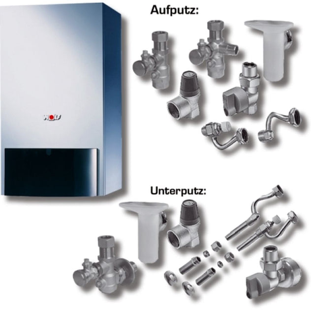 Wolf Paket Heizwerttherme CGU-2K-24 Erdgas LL, BM, Anschluss-Set Aufputz, 8616104W04