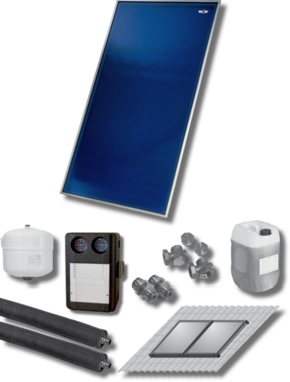 Wolf Paket 2 Kollektoren TopSon CFK-1 Aufdach, Solarmodul SM2-1, 7700778W03