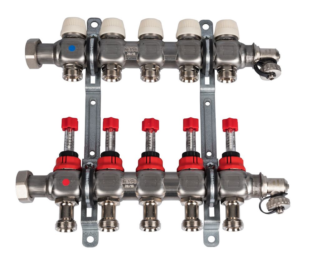 Kermi x-net Verteiler 1'' Komfort-10 für 10 Kreise, Baulänge 570 mm, SFVT1001000