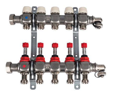 Kermi x-net Verteiler 1'' Komfort-10 für 10 Kreise, Baulänge 570 mm, SFVT1001000