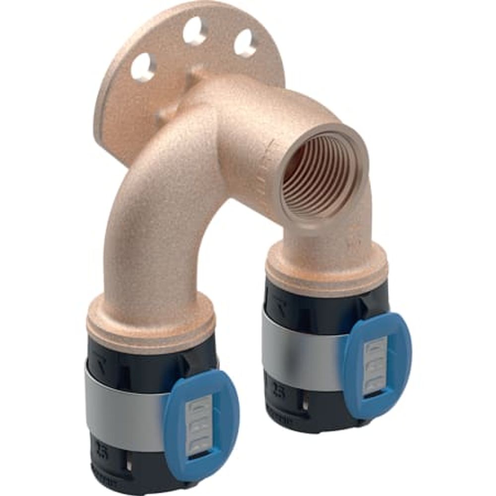 Geberit FlowFit Doppelanschlusswinkel 90°,  DN 15 / 15 / 12,  dø 20 mm, 620.841.00.1
