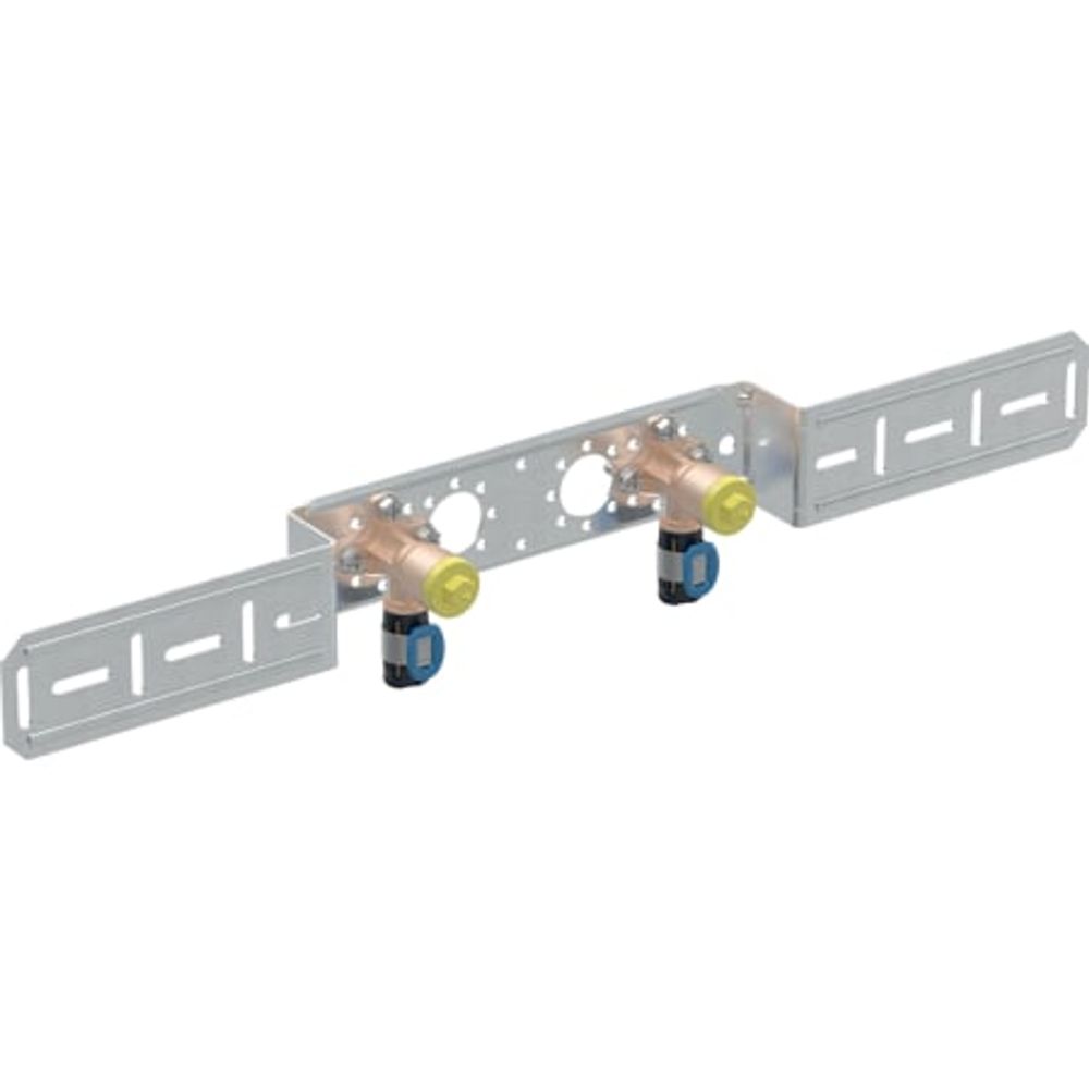 Geberit FlowFit Anschlusswinkel 90° vormontiert, zweifach, abgesetzt,  DN 15, 619.661.00.1