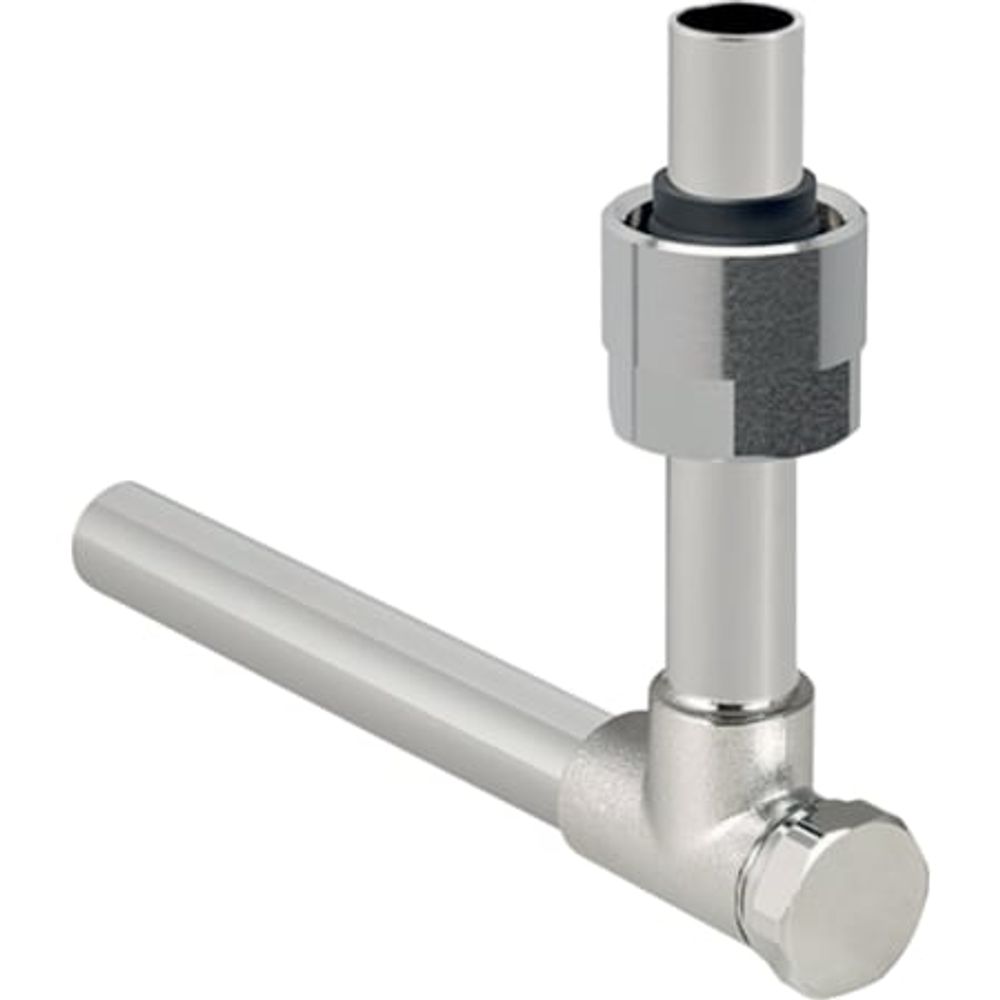 Geberit FlowFit Metallrohr-Passwinkel 90° absperrbar, mit Anschlussverschraubung für Eurokonus, 611.603.22.3