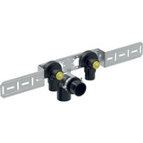 Geberit FlowFit Anschlusswinkel 90° vormontiert, zweifach, abgesetzt, mit Ablaufrohrschelle und Anschlussbogen,  DN 15, 619.681.00.1