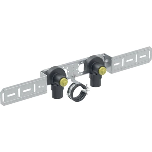 Geberit Mapress Anschlusswinkel 90° mit Außengewinde MF 1/2", vormontiert, zweifach, mit Ablaufrohrschelle, 632.871.00.2