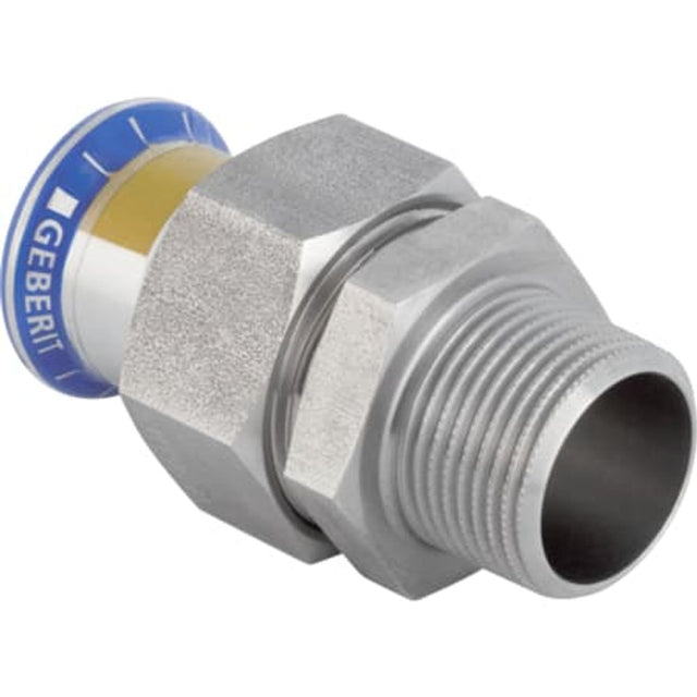 Geberit Mapress Edelstahl Übergangsverschraubung mit Außengewinde, Überwurfmutter aus CrNi-Stahl (Gas),  DN 25,  dø 28 mm, 34437