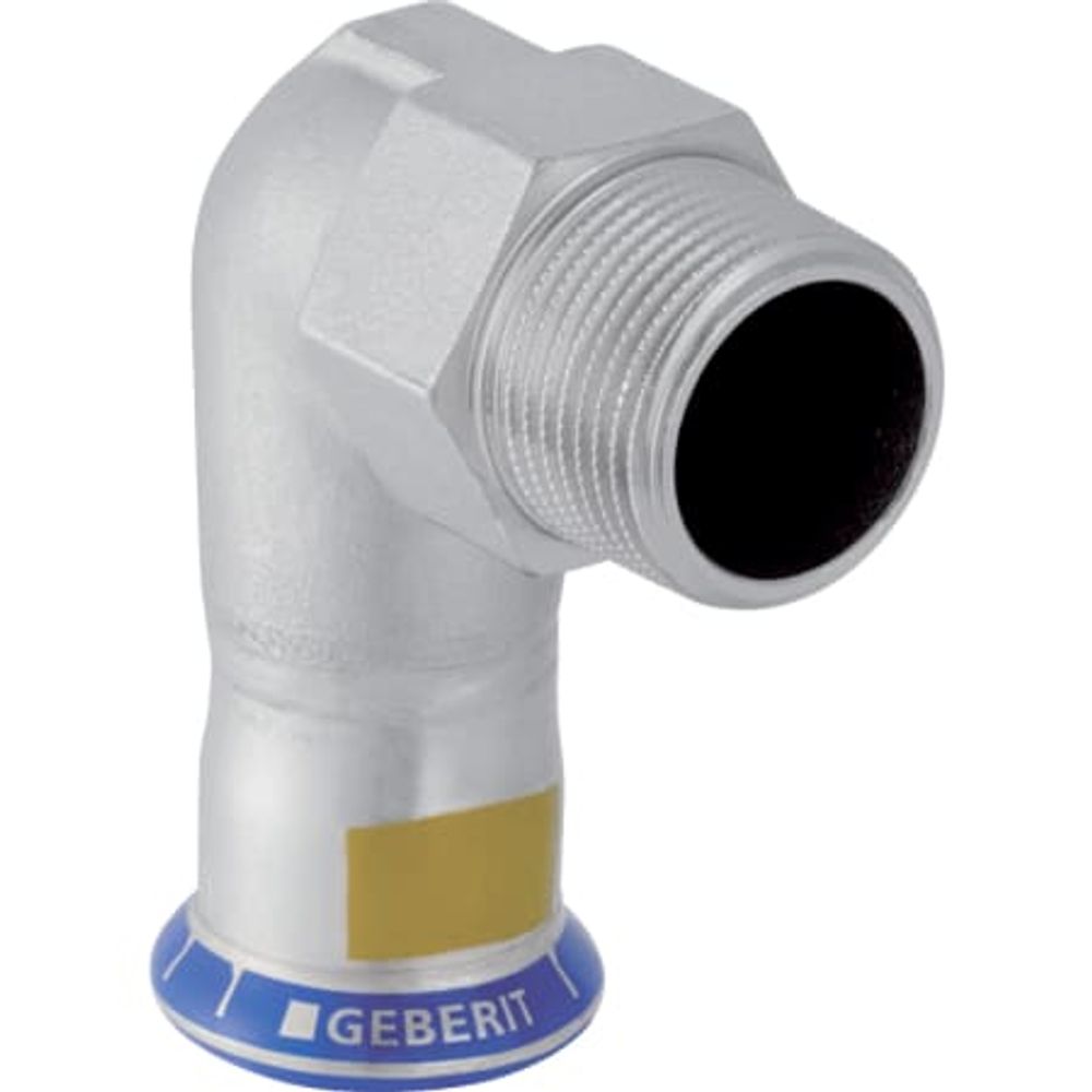 Geberit Mapress Edelstahl Übergangswinkel 90° mit Außengewinde (Gas),  DN 12 / 15, 34149