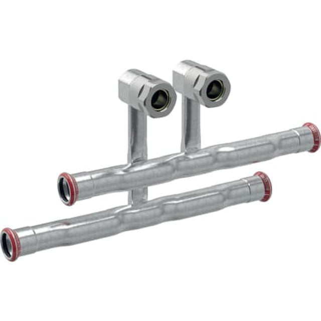 Geberit Mapress C-Stahl Set Anschluss-T-Stücke für Vor- und Rücklauf, mit Anschlussverschraubung für Eurokonus,  DN 12, 24045