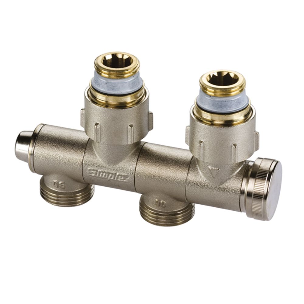 Flamco Uni-Hahnblock VARIOCON, schwenkbar U1 G3/4i x G3/4a vern. m. Nippel, m.Entl., F10026