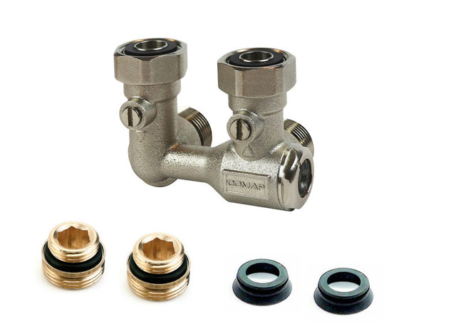 Flamco Hahnblock AutoSar Eck links E/50 G3/4i x G3/4a Eurok. Nippel/Konus, 983202