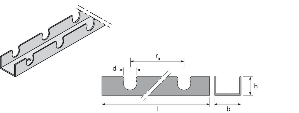 Uponor Fix Klemmschiene 14mm c/c50mm 2,5m, 1005498