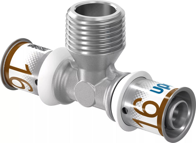 Uponor S-Press PLUS T-Stück mit Aussengewinder 16-R1/2"MT-16, 1070592