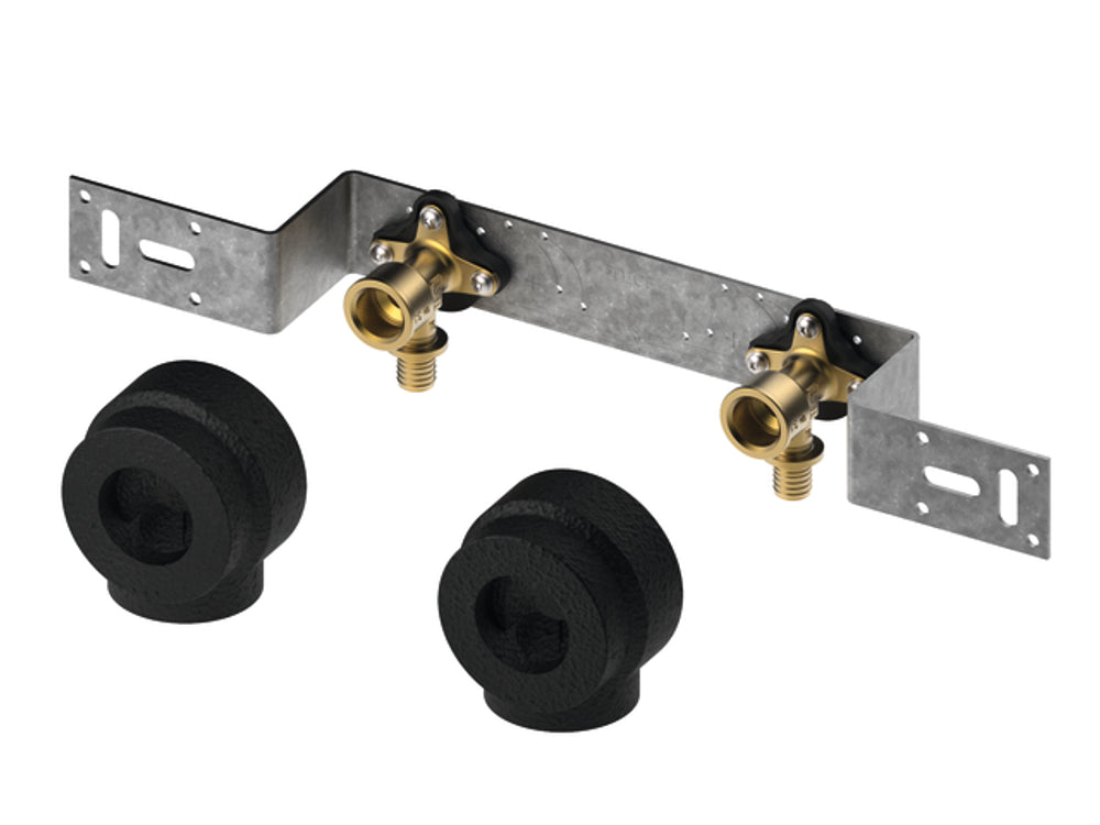 TECE TECEflex Montageeinheit 153 mit Wandscheiben, Dimension 16 x Rp 1/2, Si-Bronze mit Schalldämmboxen speziell für die Verwendung der Seal System Dichthülse, 720567