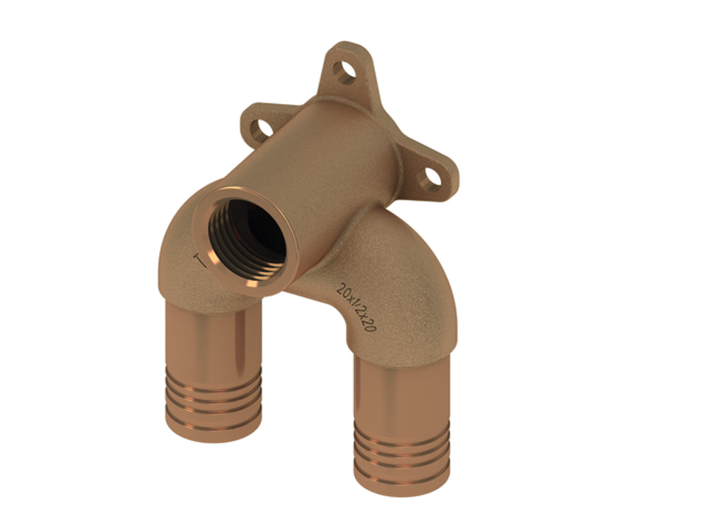 TECE TECElogo-Push Universal-Doppelwandscheibe Dimension 20 x Rp 1/2 x 20, Rotguss/Si-Bronze, 8723011
