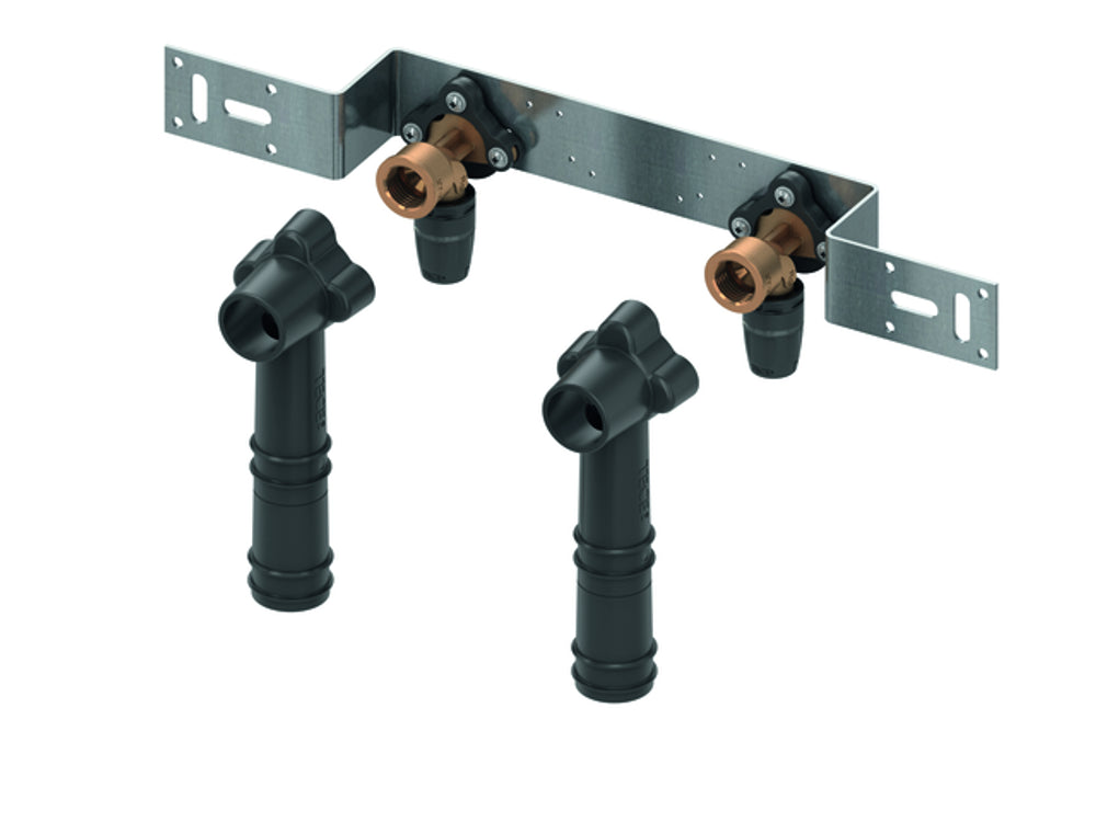TECE TECElogo-Push Montageeinheit mit Wandscheiben, Dimension 16 x Rp 1/2, Rotguss/Si-Bronze, Stichmaß 150 mm, 8723100