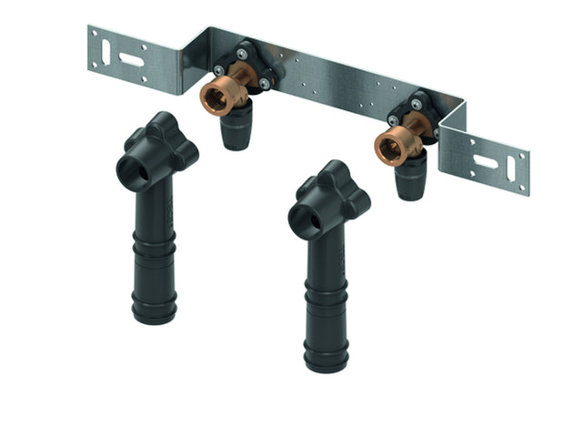 TECE TECElogo-Push Montageeinheit mit Wandscheiben, Dimension 16 x Rp 1/2, Rotguss/Si-Bronze, Stichmaß 150 mm, 8723100