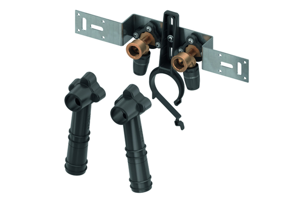 TECE TECElogo-Push Montageeinheit mit Wandscheiben, Dimension 16 x Rp 1/2, Rotguss/Si-Bronze, Stichmaß 80 mm, 8723101