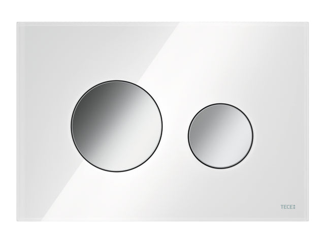TECE TECEloop WC-Betätigungsplatte, Glas weiß Tasten Chrom glänzend Zweimengentechnik, 9240660