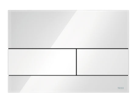 TECE TECEsquare WC-Betätigungsplatte Zweimengentechnik, Glas weiß glänzend, Tasten weiß glänzend, 9240800