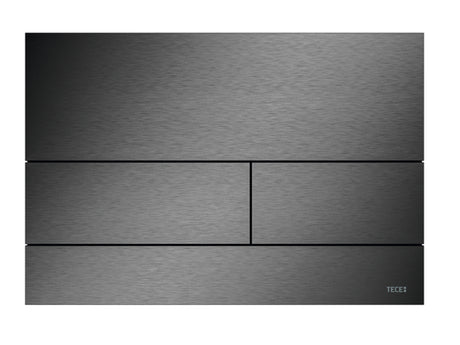 TECE TECEsquare II Metall WC-Betätigungsplatte, Chrom schwarz gebürstet (mit Anti-Fingerprint), Zweimengentechnik, 9240846