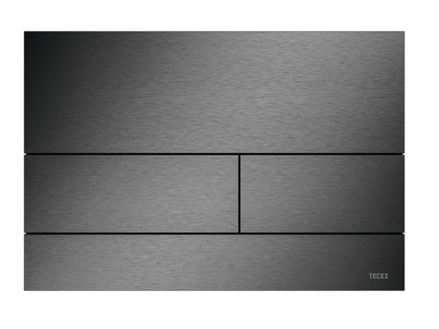 TECE TECEsquare II Metall WC-Betätigungsplatte, Chrom schwarz gebürstet (mit Anti-Fingerprint), Zweimengentechnik, 9240846