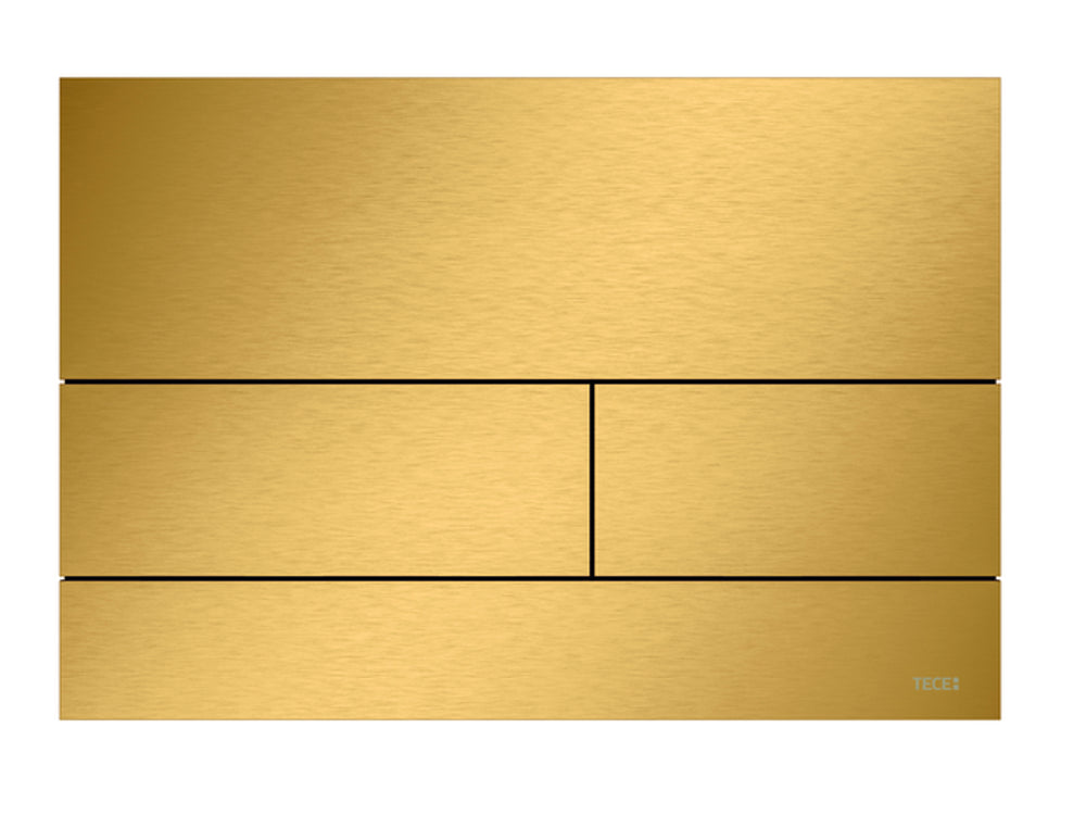 TECE TECEsquare II Metall WC-Betätigungsplatte, Gold Optik gebürstet (mit Anti-Fingerprint), Zweimengentechnik, 9240847