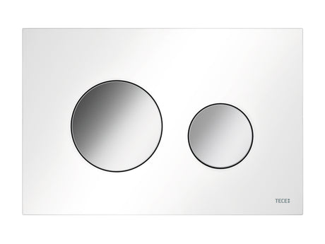 TECE TECEloop WC-Betätigungsplatte Kunststoff für Zweimengentechnik, Weiß, Tasten Chrom glänzend, 9240927