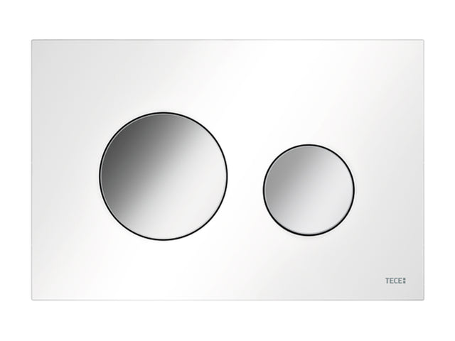 TECE TECEloop WC-Betätigungsplatte Kunststoff für Zweimengentechnik, Weiß, Tasten Chrom glänzend, 9240927