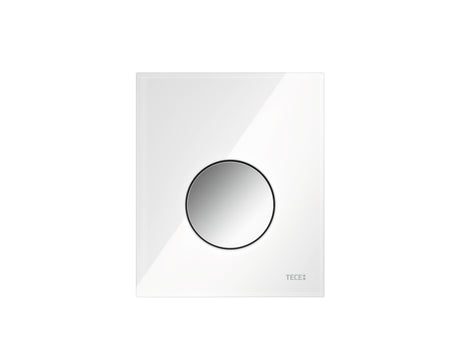 TECE TECEloop Urinal-Betätigungsplatte mit Kartusche Glas weiß Taste Chrom glänzend, 9242660