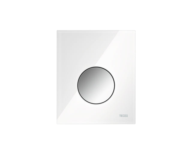 TECE TECEloop Urinal-Betätigungsplatte mit Kartusche Glas weiß Taste Chrom glänzend, 9242660