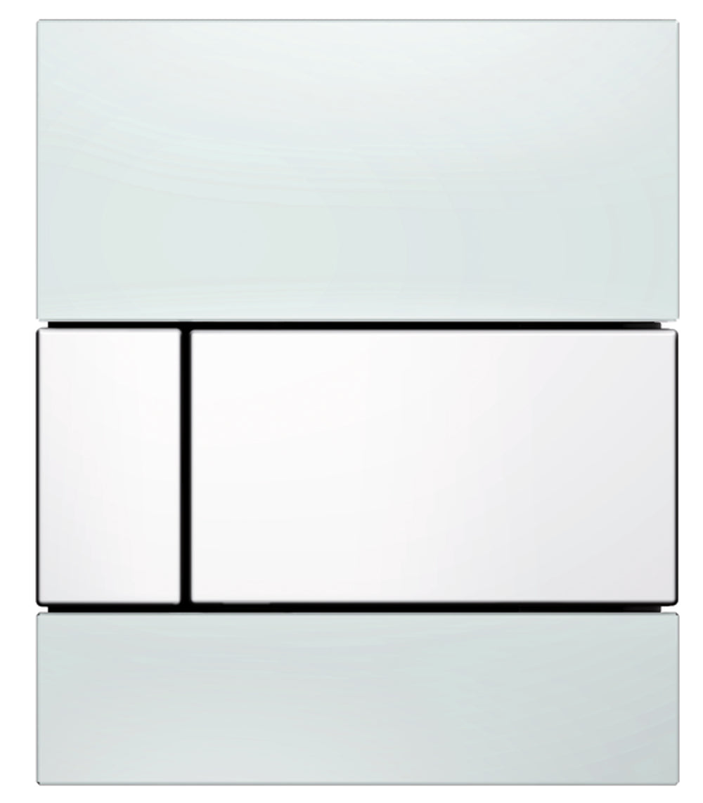 TECE TECEsquare Urinal-Betätigungsplatte mit Kartusche, Glas weiß glänzend, Taste weiß glänzend, 9242800