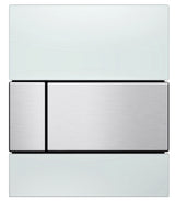 TECE TECEsquare Urinal-Betätigungsplatte mit Kartusche, Glas weiß glänzend, Taste Edelstahl gebürstet (mit Anti-Fingerprint), 9242801