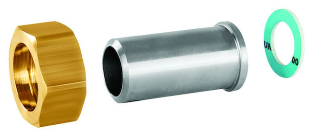 Resideo Anschlussverschraubung W-F2 Schweißtülle 15 mm, G 3/4, flach dichtend, ASV-CS-15-W-F2