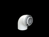 Brötje Bogen DN  60/100 87 Grad konzentrisch K60 KB87 AL/PPS weiß, 7308323