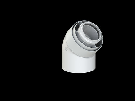 Brötje Bogen DN  60/100 45 Grad konzentrisch K60 KB45 AL/PPS weiß, 7308322