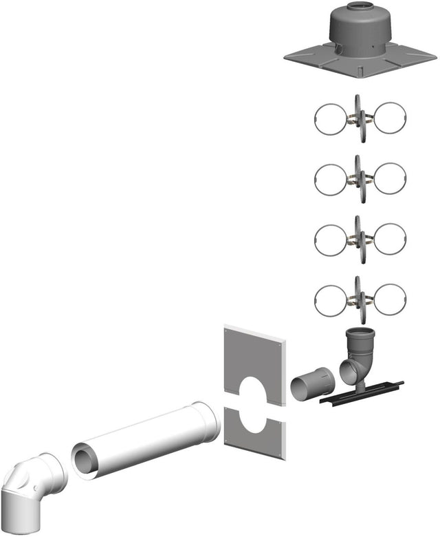 ATEC SV-Schacht-Set DN 80/125 -DN 80 PP-Abgassystem/Stahl weiß, 1473