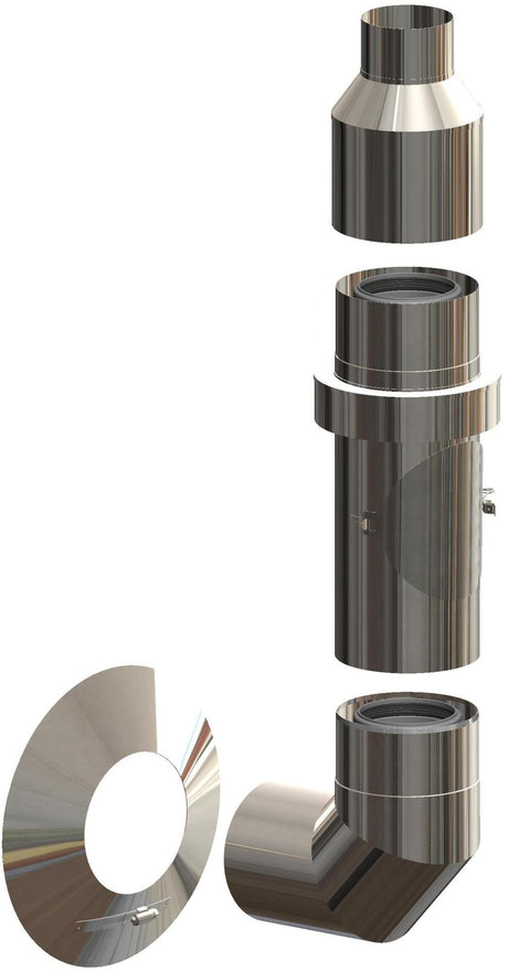 ATEC Basis-Set f.Installation an Aussen- wand DN80/125 L=500mm Edelstahl blank, 701770