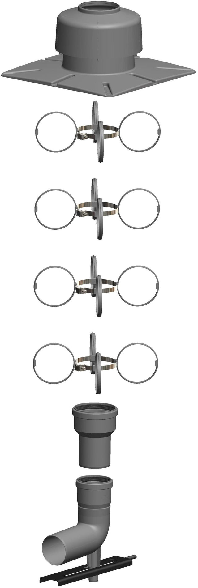 ATEC Basis-Set Schacht d  80 DN 100 mit Auflager/mit Stützrohr, 1372