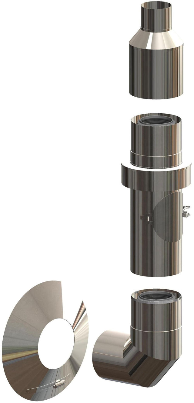 ATEC Basis-Set f.Installation an Aussen- wand DN60/100 L=450mm Edelstahl blank, 700770