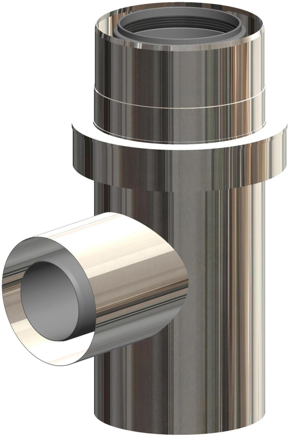 ATEC T-STK f.Mehrfachbelegung DN110/160 Anschluss D80/125 Edelstahl bl, 703704
