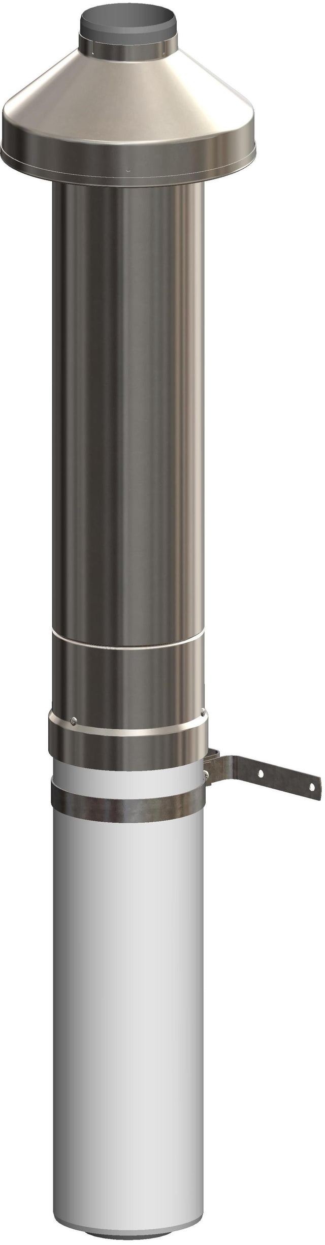 ATEC Dachdurchführung DN  80/125 650mm Edelst. inkl. Befestigungsschelle, 1455