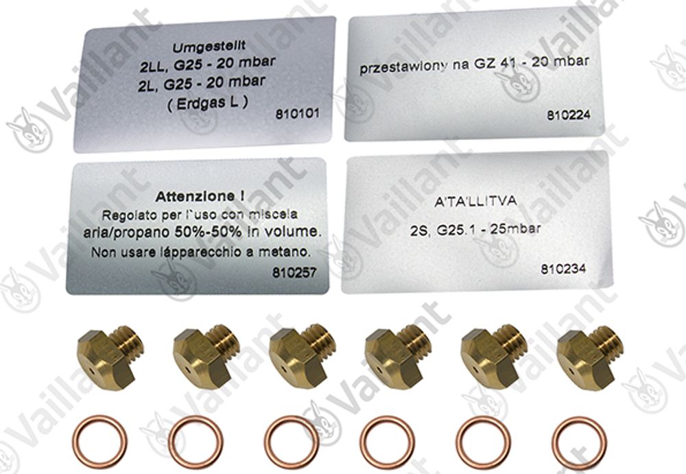 VAILLANT Düsenwechselsatz, 6 Düsen-D 1,73 VK 10-25/6-1 E-C u.w. Vaillant-Nr. , 200134