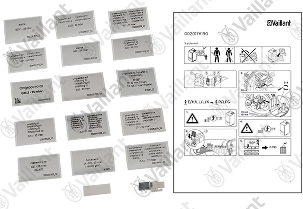 VAILLANT Umstellsatz, Erdgas <=> Propan VC 1006+1206/5-5 R2 u.w. Vaillant-Nr. , 0020176190