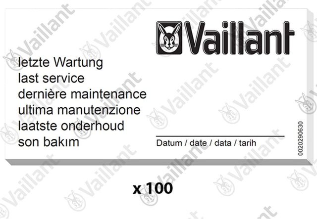 VAILLANT Wartungsaufkleber, (x100) VAS 106/4 (R1,2), 156/4 R1,2 u.w. Vaillant-Nr. , 0020270735