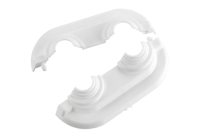 Danfoss Doppelrosette (PVC weiß) für Rohre 15-16-18, Mittenabstand 40 mm, 192H0160