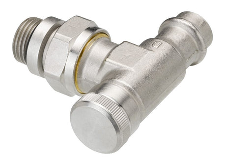 Danfoss Rücklaufverschraubung RLV 15 R 1/2, Pressfit, Eck, vernickelt, 003L1825