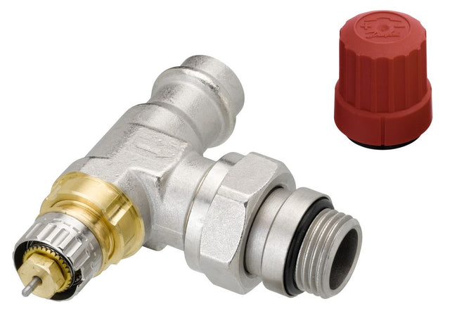 Danfoss Ventilgehäuse RA-N 15 Pressfit R 1/2, Eck, Matt vernickelt, 013G3237