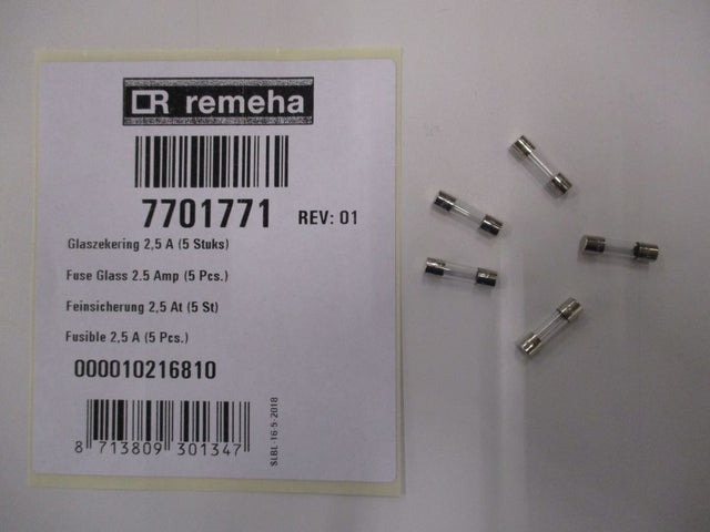 Remeha  Glassicherung 2,5 Amp (5x), 7701771